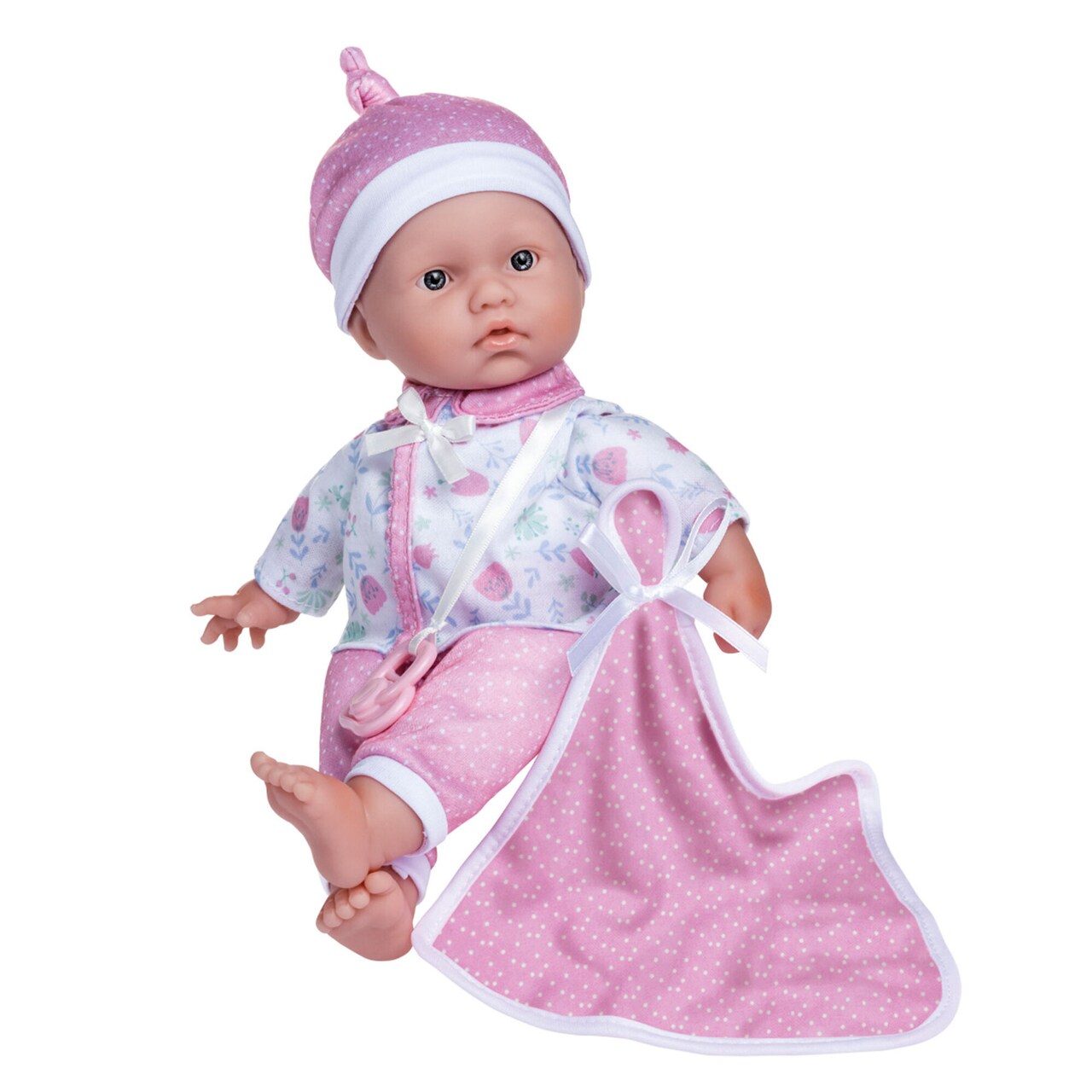 JC Toys La Baby Caucasian Baby Doll |Washable 11 Inch Soft Body Doll with White & Pink Outfit, Blanket and Pacifier|For Children 12 Months and Older